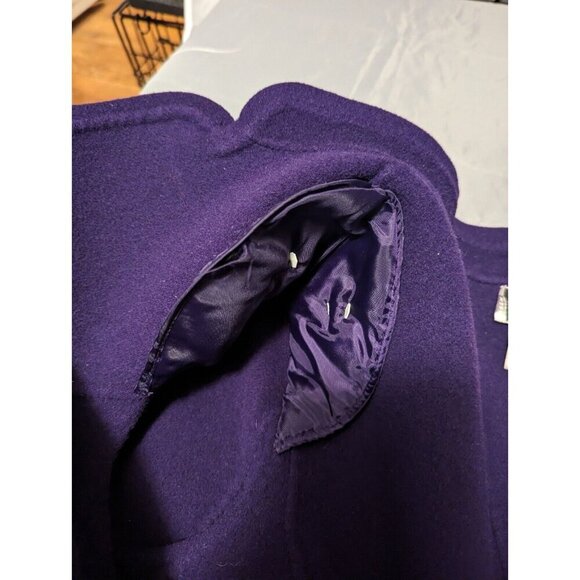 Talbots Dark Purple 100% Wool Open Blazer Size 6 Lined Shoulder Pads - Picture 13 of 14